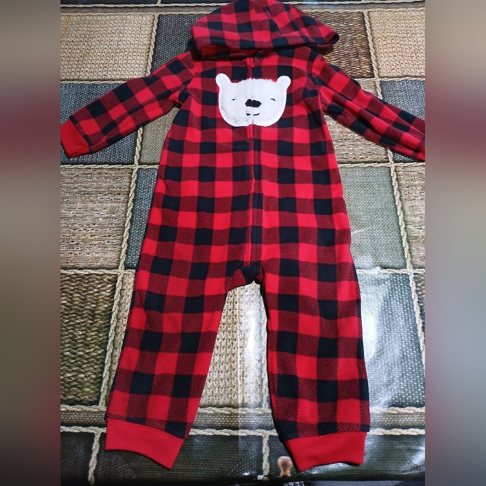 Carter's Red and Black Plaid Onesie with Bear